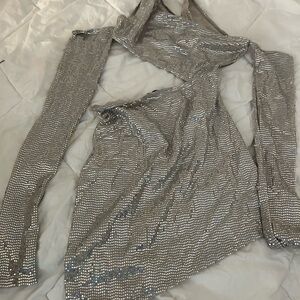 Flashy silver cut out dress